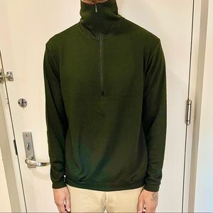 THEORY Army Green High Collar Pullover Sweater